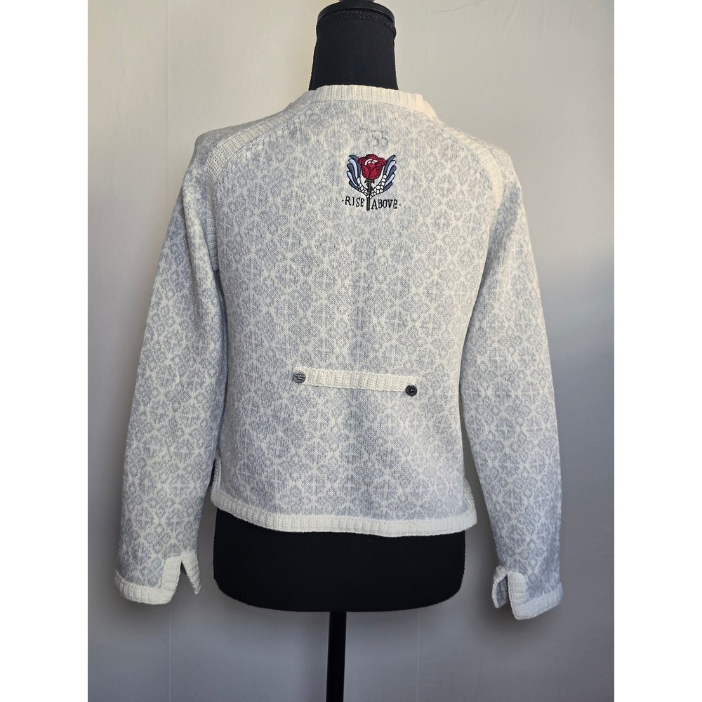 Odd Molly Women's Knit Cardigan Size 2 Gray Cream Nordic Fair Isle Rise Above